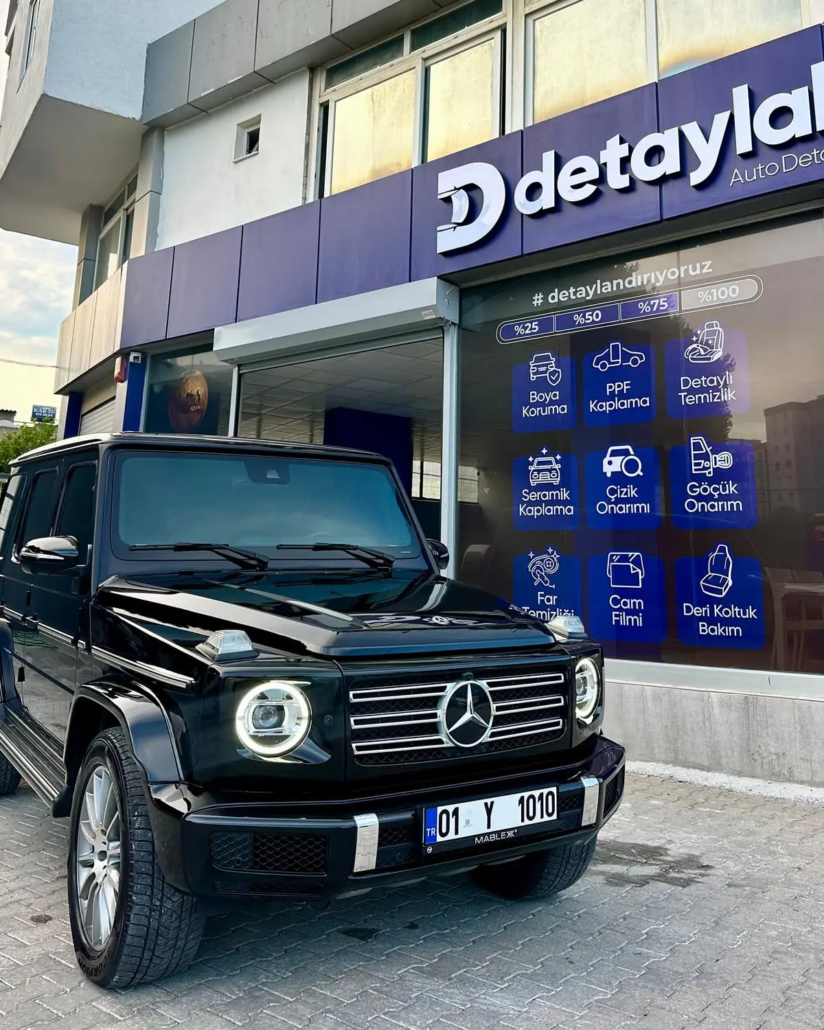 Siyah Mercedes G-Serisi — PPF uygulaması tamamlanmış araç