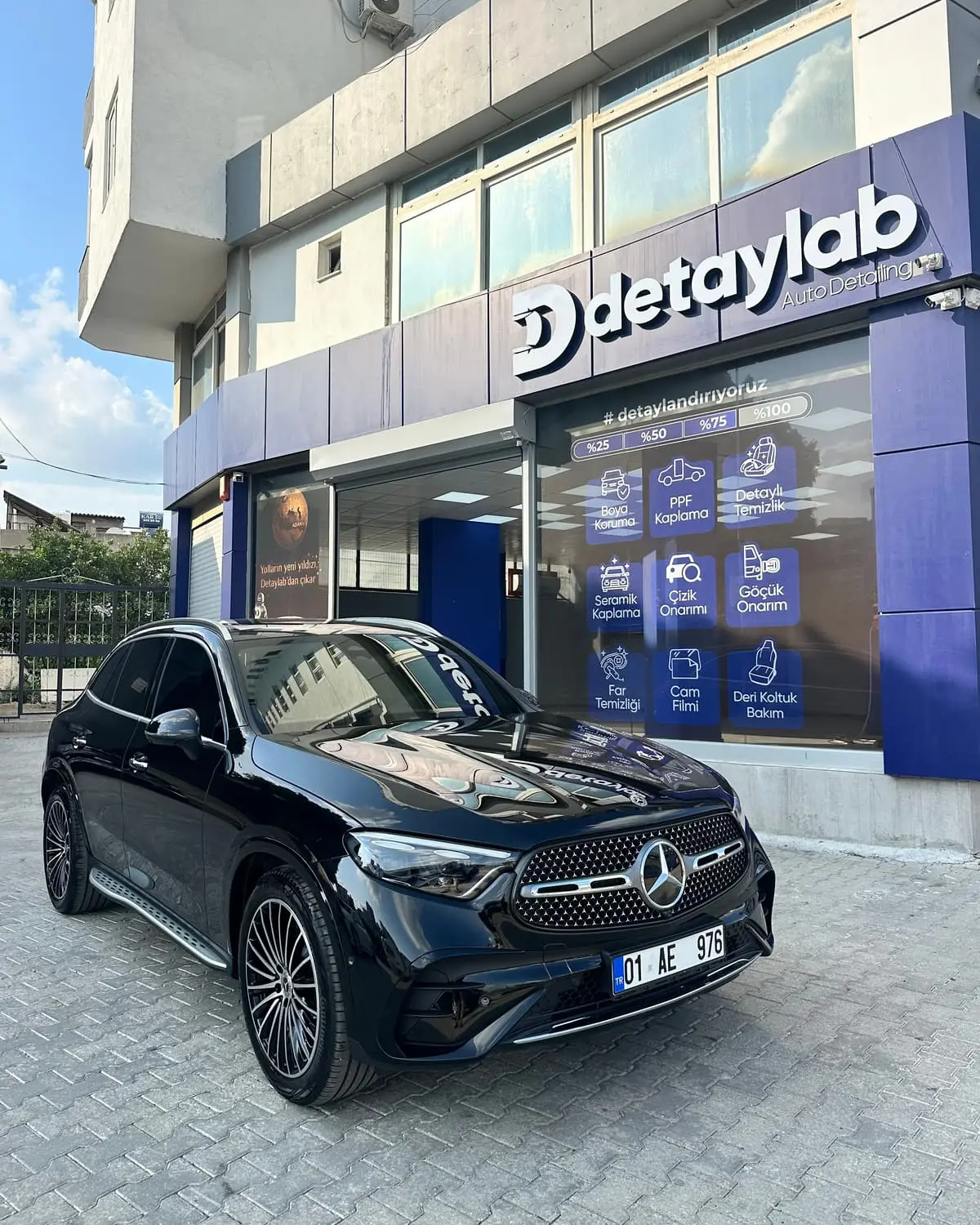 Siyah Mercedes GLC — boya koruma folyosu uygulaması